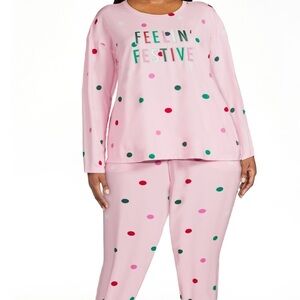 Joyspun Pink Polka Dot Women's Pajama Set